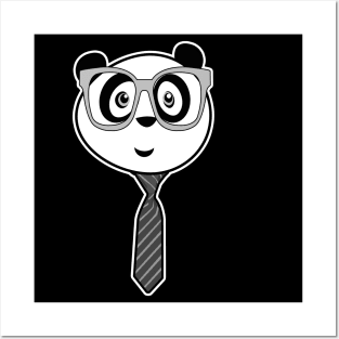 Panda Nerd - Black and White Posters and Art